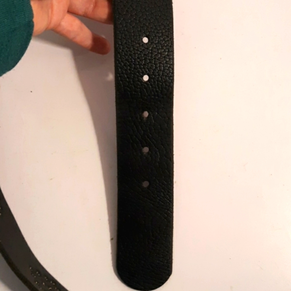 VINTAGE 80’s BLACK LEATHER & CRYSTAL BELT - Picture 6 of 8